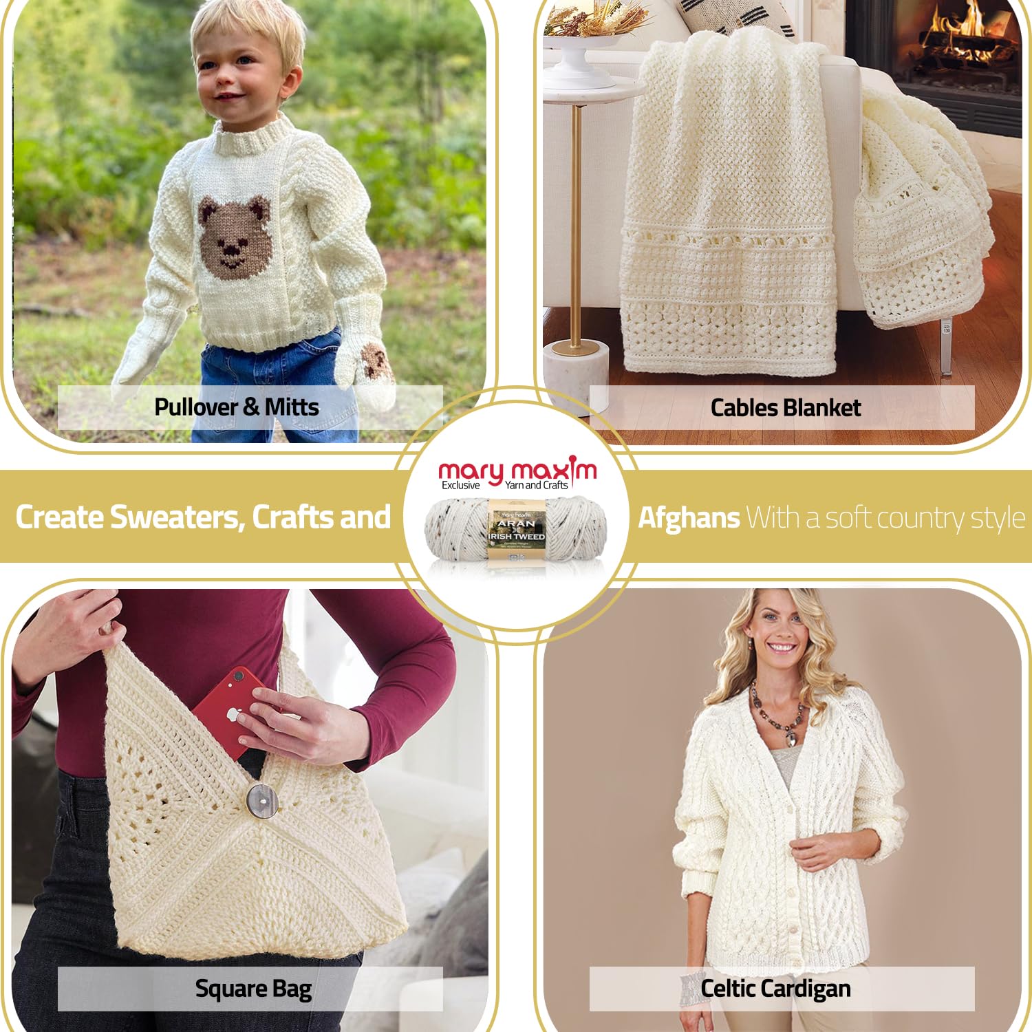 Amazon.com: Aran Irish Twist - Acrylic Yarn for Crocheting, 4